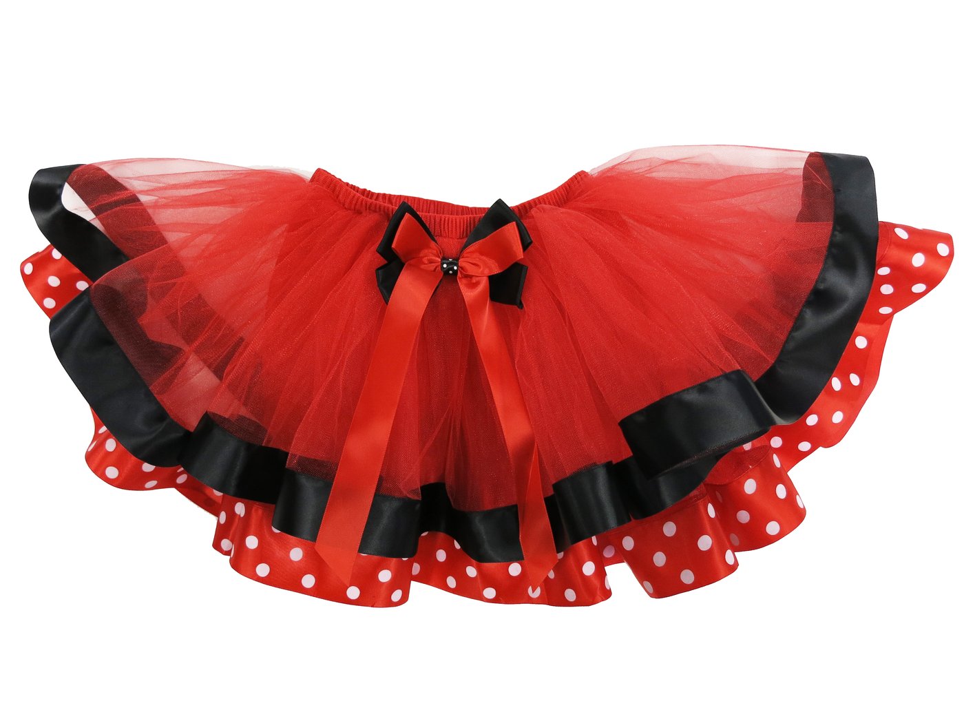 Red and Black Polka Ribbon Tutu Skirt