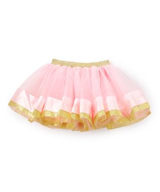 Pink and Gold Ribbon Tutu Skirt
