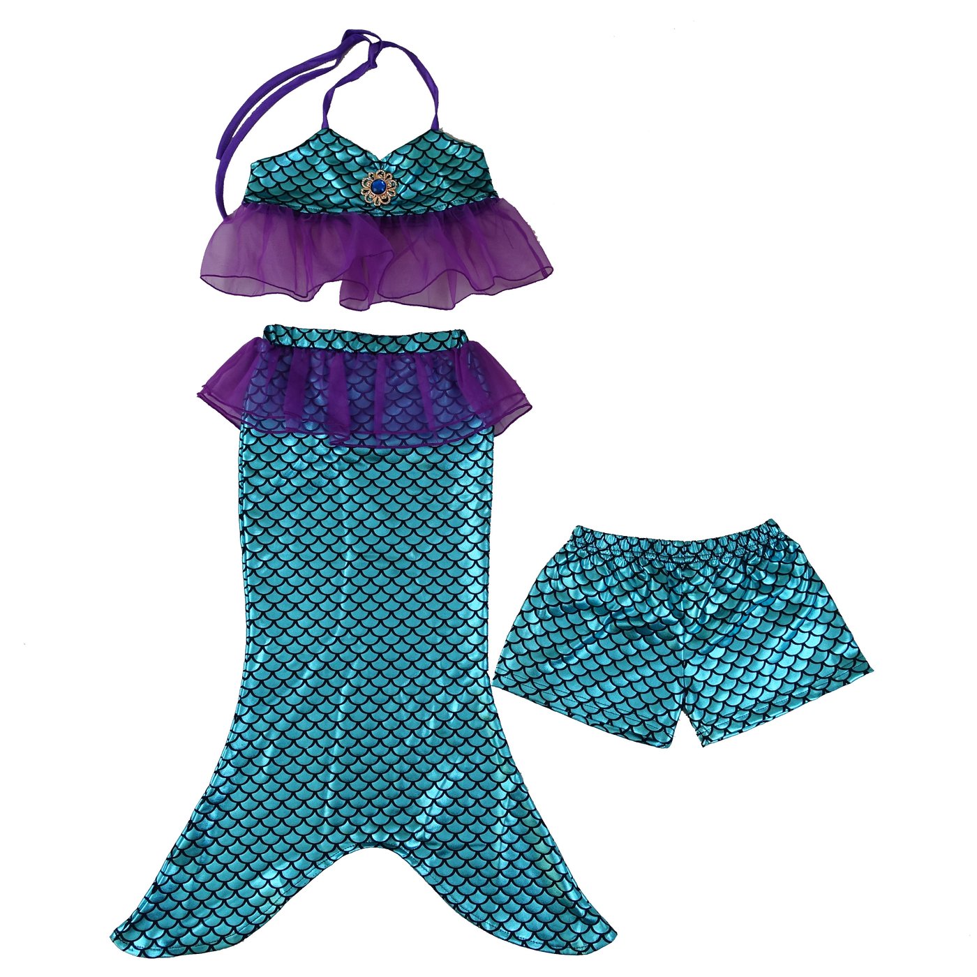 Blue Mermaid 3-Pieces Swimming Suit - STYLOBOUTIQUE