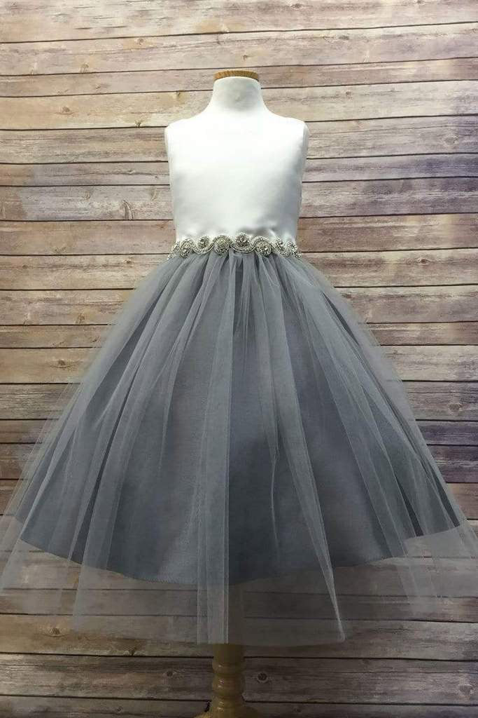Ivory/grey Girl Dress,Girl Dress, Grey Dress, Grey Dress, Flower Girl, Wedding Flower Girl Dress